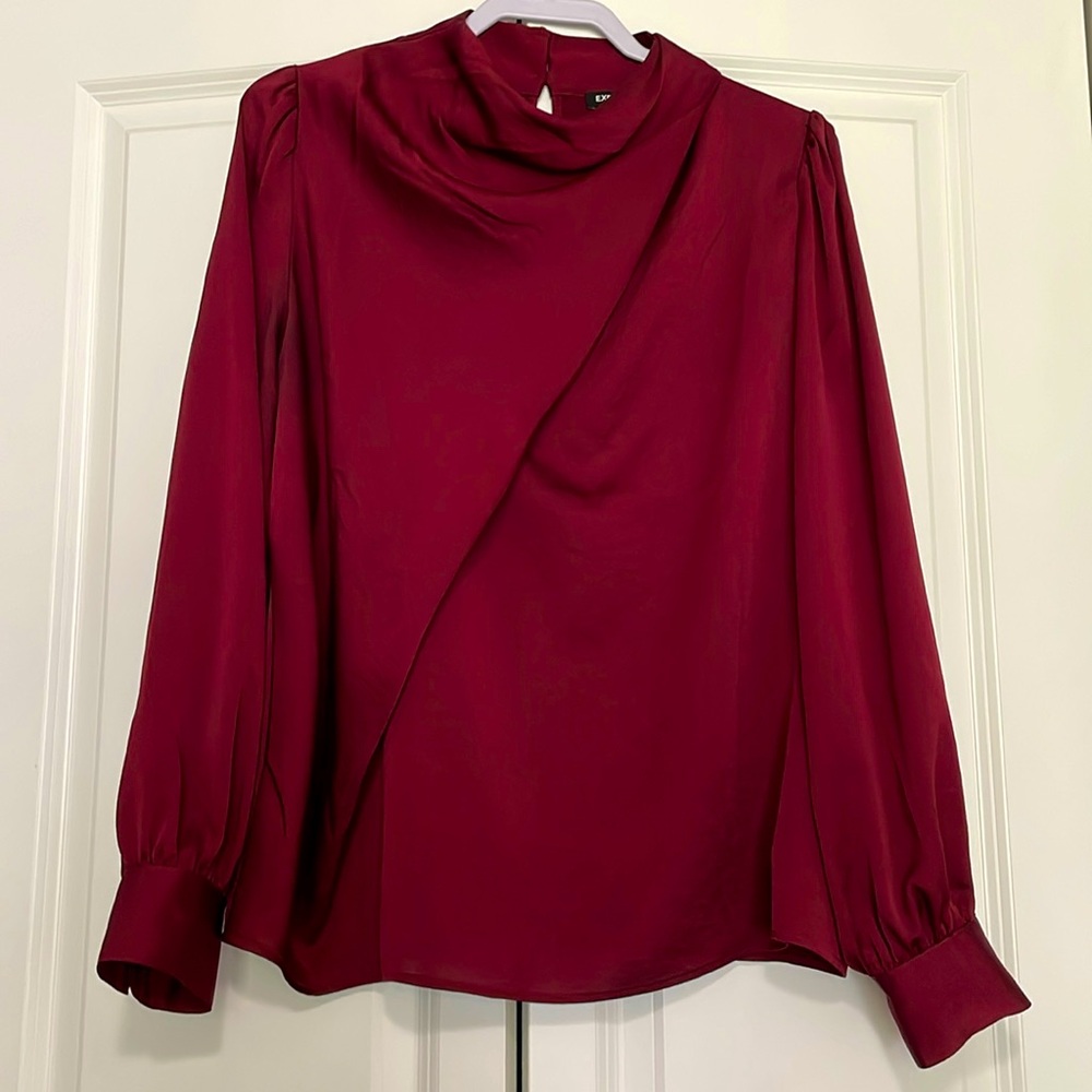 Express maroon silky, blouse size large